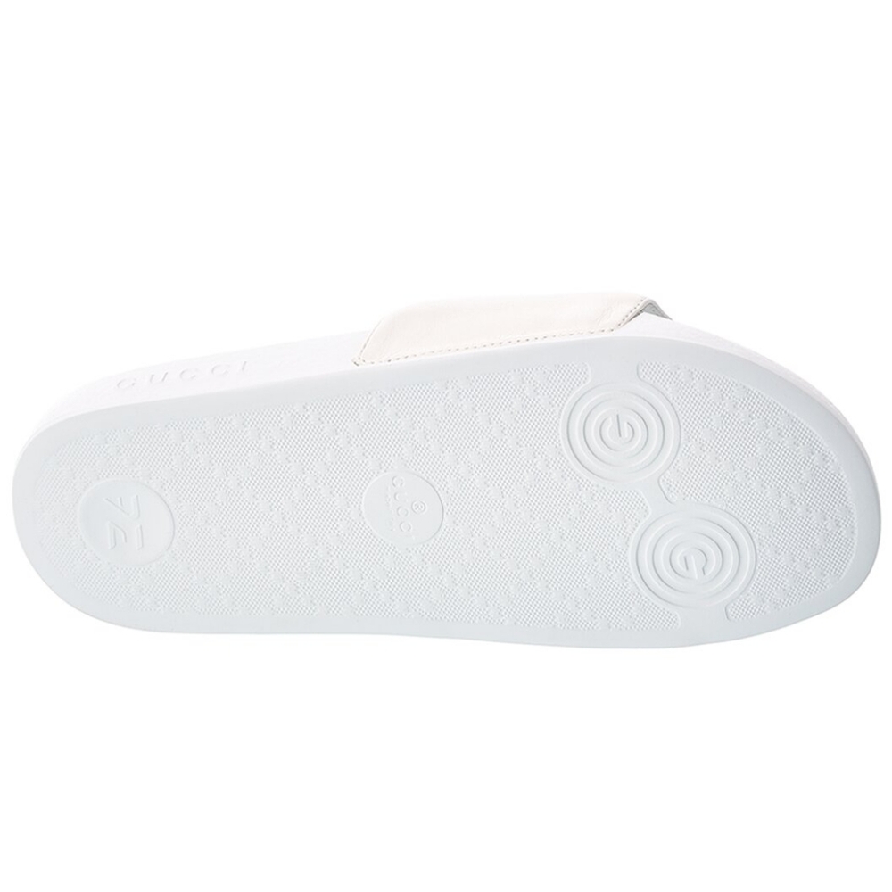 GUCCI INTERLOCKING G LEATHER SLIDES WHITE SIZE EU 38 - Picture 6 of 16